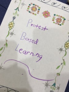 At the end of the exhibit, participants could create their own haggadah page based on the exhibit, using student-made templates that were inspired by Hebrew illuminated manuscripts. One young man said PBL should stand for "protest-based learning," because the exhibition made him want to protest against slavery and unfair labor practices in the world today!